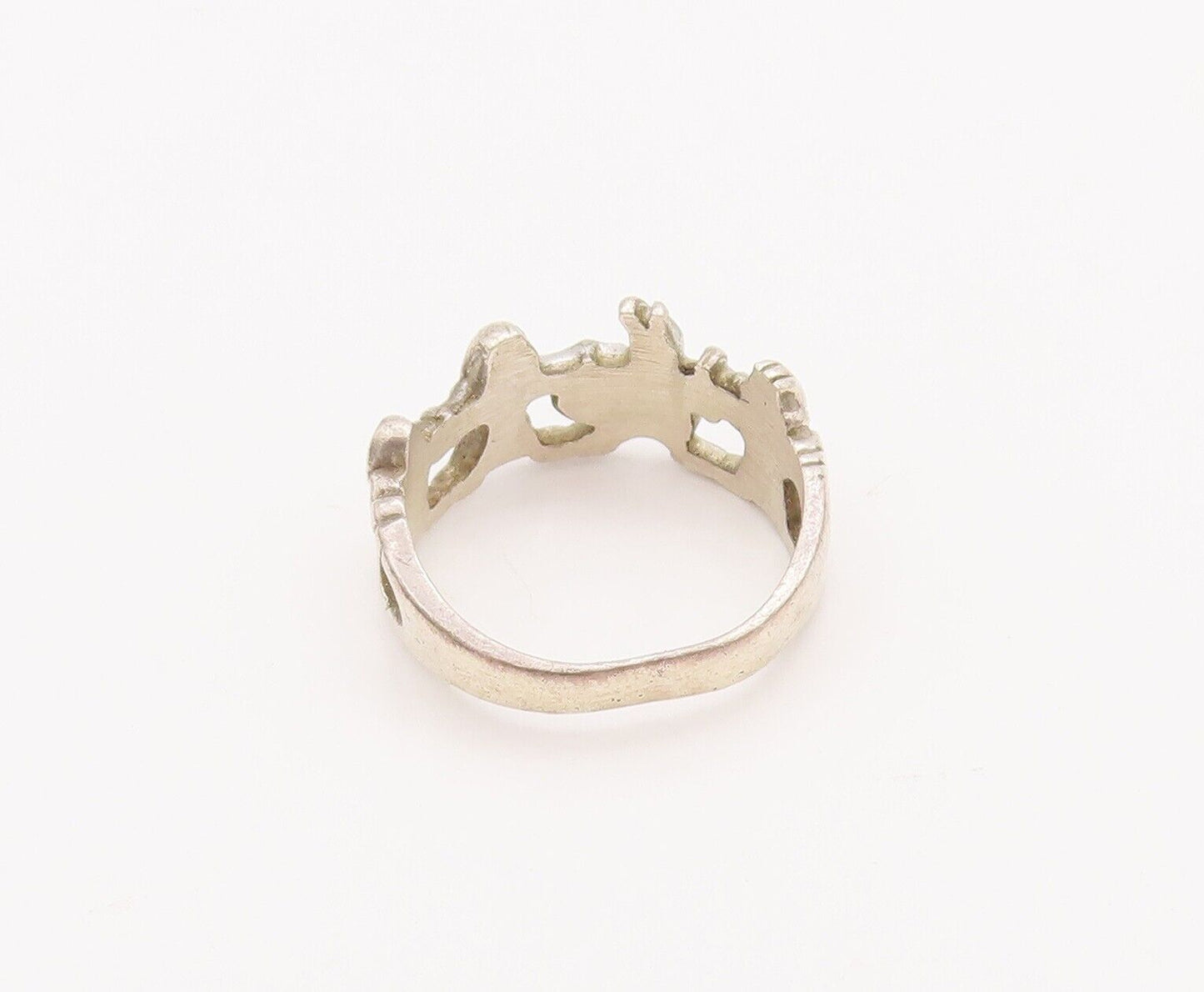 925 Sterling Silver Vintage Ring Cartoon Character Holding Hands  Sz 7  RG28207
