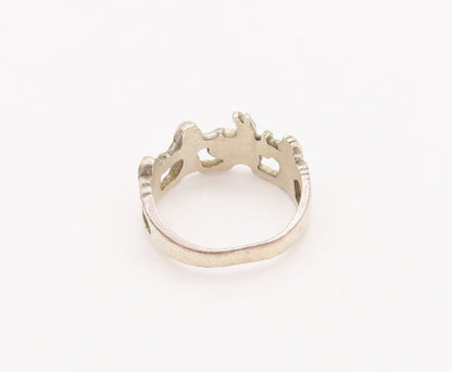 925 Sterling Silver Vintage Ring Cartoon Character Holding Hands  Sz 7  RG28207