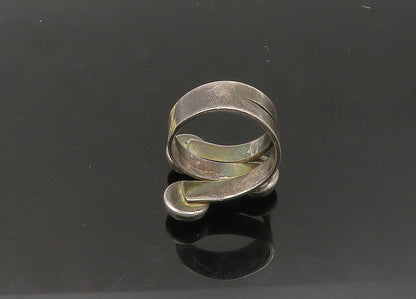 ISRAEL 925 Silver  Vintage Cabochon Cut Tiger's Eye Band Ring Sz 5  RG21739