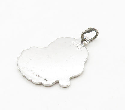 925 Sterling Silver  Vintage Enamel Santa Clause Christmas Pendant  PT12518