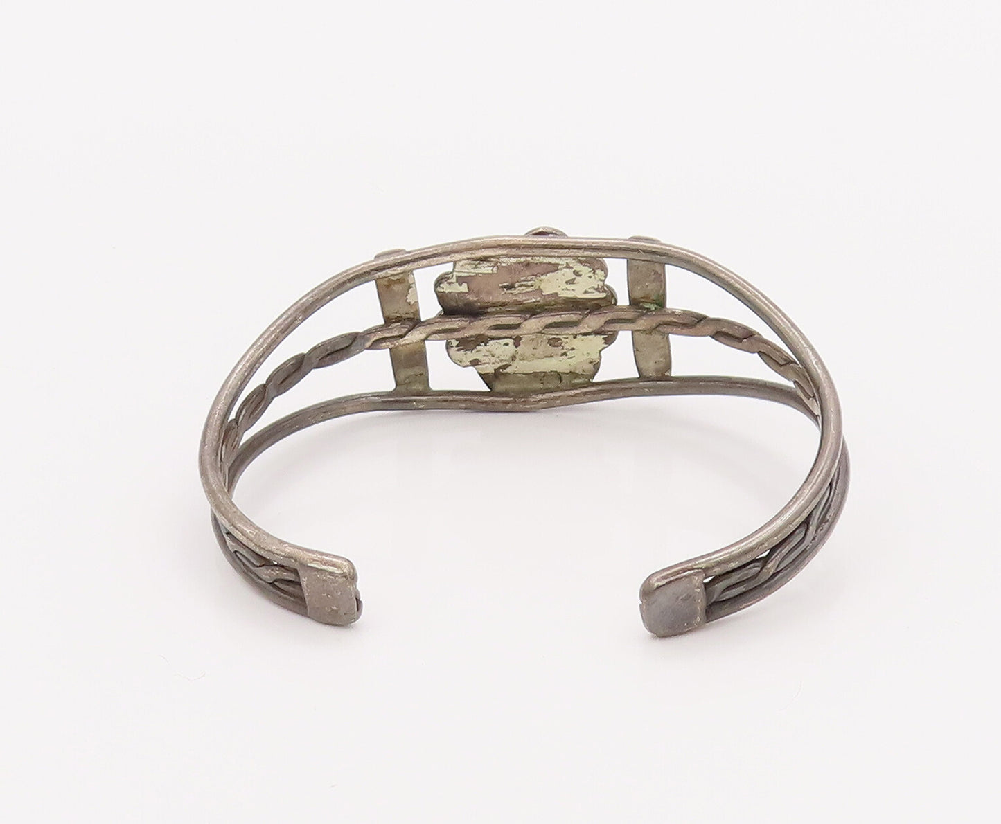 925 Sterling Silver Vintage Bracelet Turquoise Southwestern Design Cut BT10196