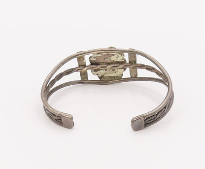 925 Sterling Silver Vintage Bracelet Turquoise Southwestern Design Cut BT10196