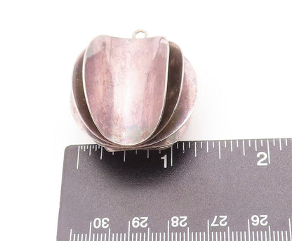925 Sterling Silver Vintage Pendant Open Folded Circular Sheet Sphere  PT22972