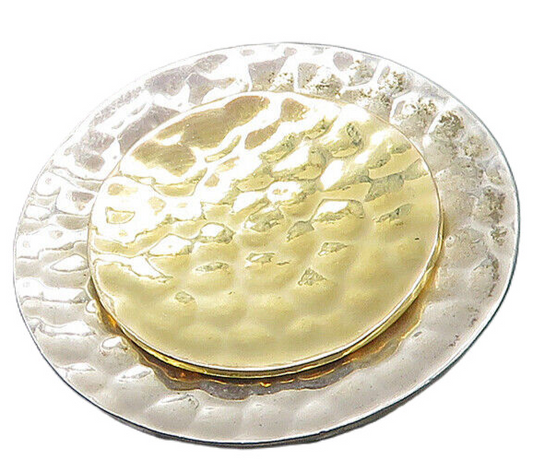 SILPADA 925 Sterling Silver  Shiny Two Tone Hammered Round Pendant  PT13827