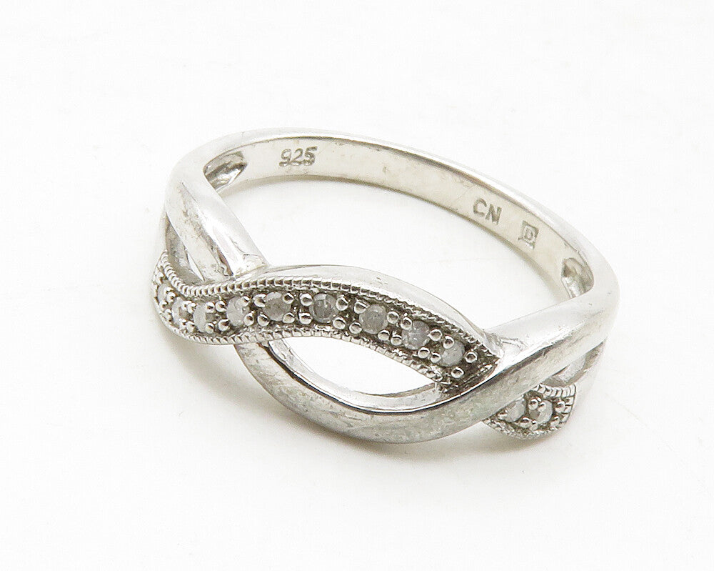 925 Sterling Silver  Topaz Infinity Twist Shiny Band Ring Sz 8.5  RG12830