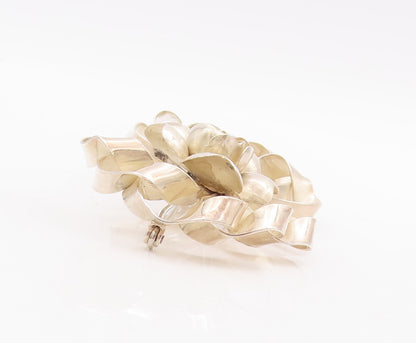 925 Sterling Silver Vintage Brooch Pin HOBE Designer Cutout Flower Bow  BP10958