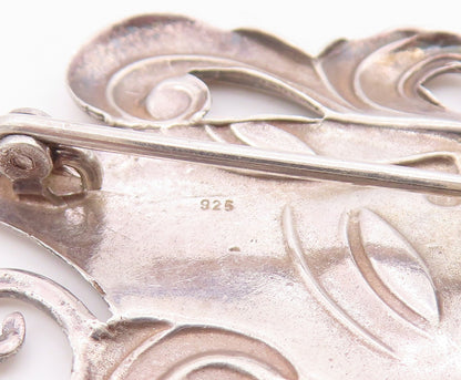 925 Sterling Silver Vintage Brooch Swirly Masquerade Theater Mask Pin  BP12102