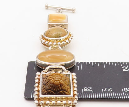 925 Sterling Silver Vintage Bracelet WHITNEY KELLY Mother Of Peal Gems  BT10903