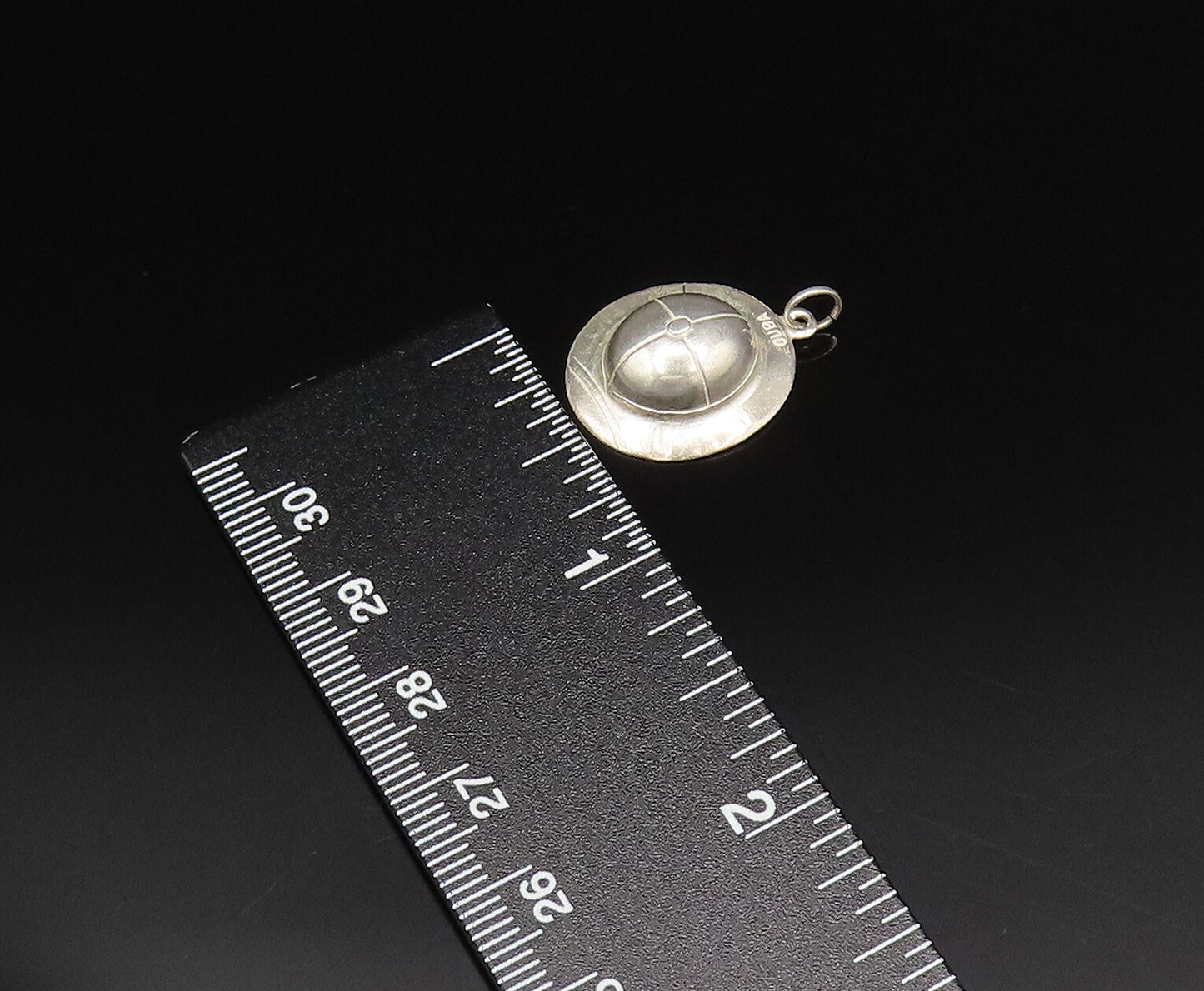 925 Sterling Silver  Vintage Carved Minimalist Etched Dome Pendant  PT21489