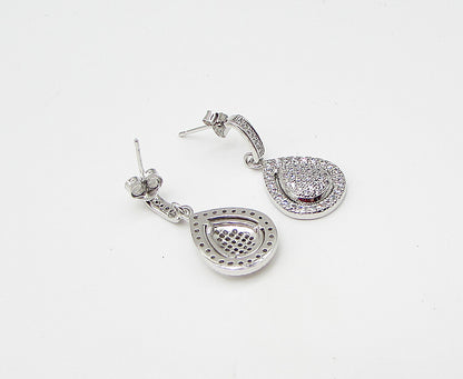 925 Sterling Silver  White Cubic Zirconia Tear Drop Stud Earrings  EG1442