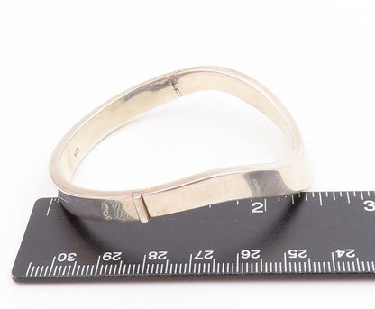 925 Sterling Silver Vintage Bracelet Minimalist Solid Curved Wave Bangle BT11474