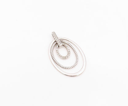925 Silver  Vintage Graduated Open Oval Genuine Diamonds Pendant  PT20879
