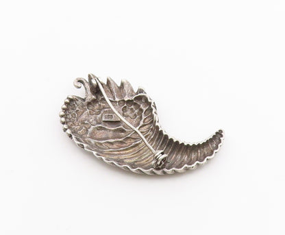 925 Sterling Silver  Vintage Dark Tone Flower Basket Cone Brooch Pin  BP6540