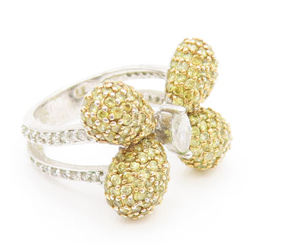 925 Silver  Vintage Yellow & White Topaz Butterfly Ring Sz 7.75  RG26141