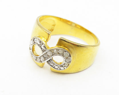 925 Sterling Silver  Genuine Diamonds Infinity Shiny Band Ring Sz 8  RG11157