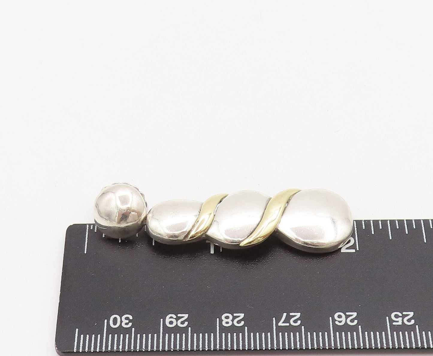 14k GOLD & 925 Sterling Silver  Vintage Swirl Breaded Drop Earrings  EG12549
