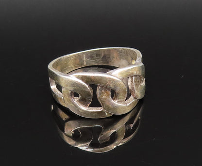 925 Sterling Silver Vintage Interlocking Open Circles Band Ring Sz 9.5 RG25835