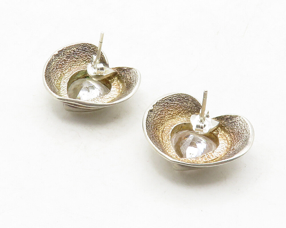 925 Sterling Silver  Vintage Cubic Zirconia Love Heart Drop Earrings  EG6674