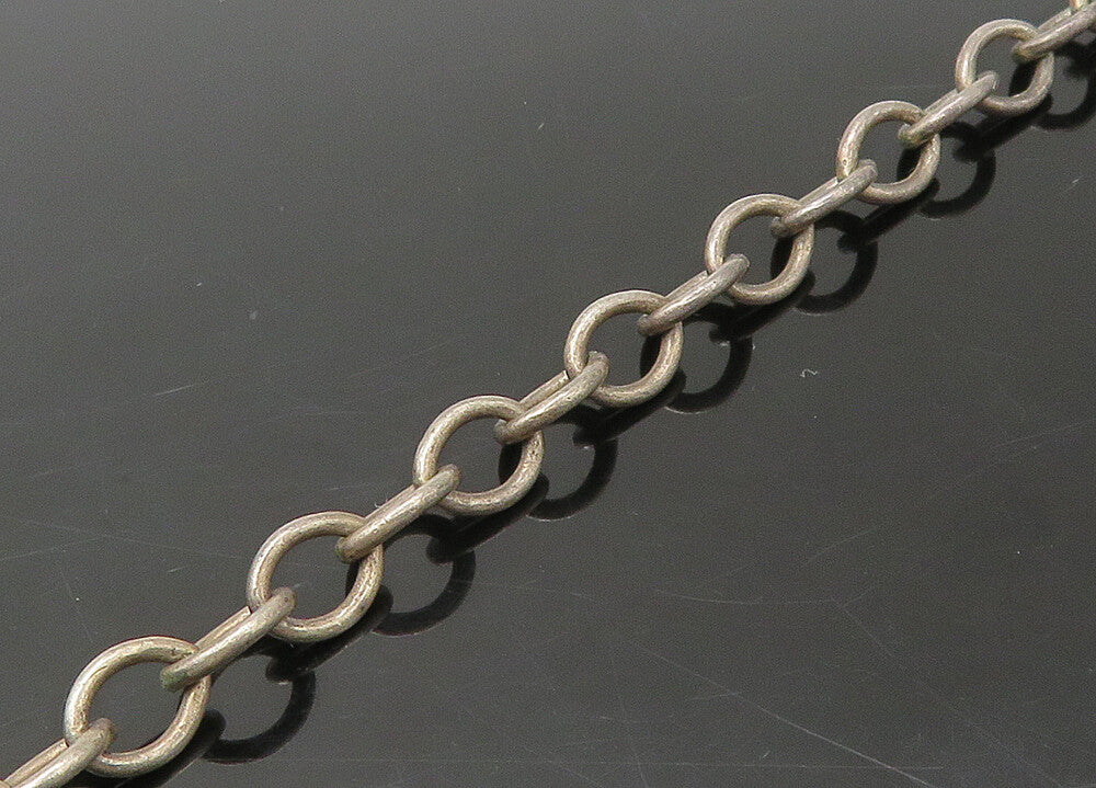 925 Sterling Silver  Vintage Dark Tone Swirl Bar Link Chain Necklace  NE3613