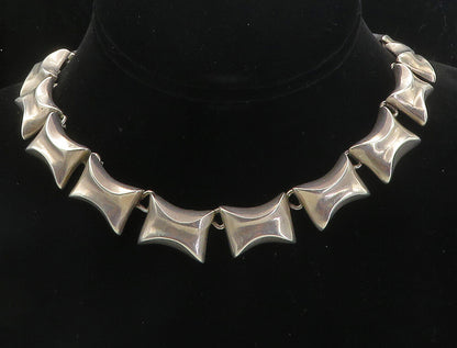 MEXICO 925 Sterling Silver Vintage Heavy Concave Hinge Chain Necklace NE1748