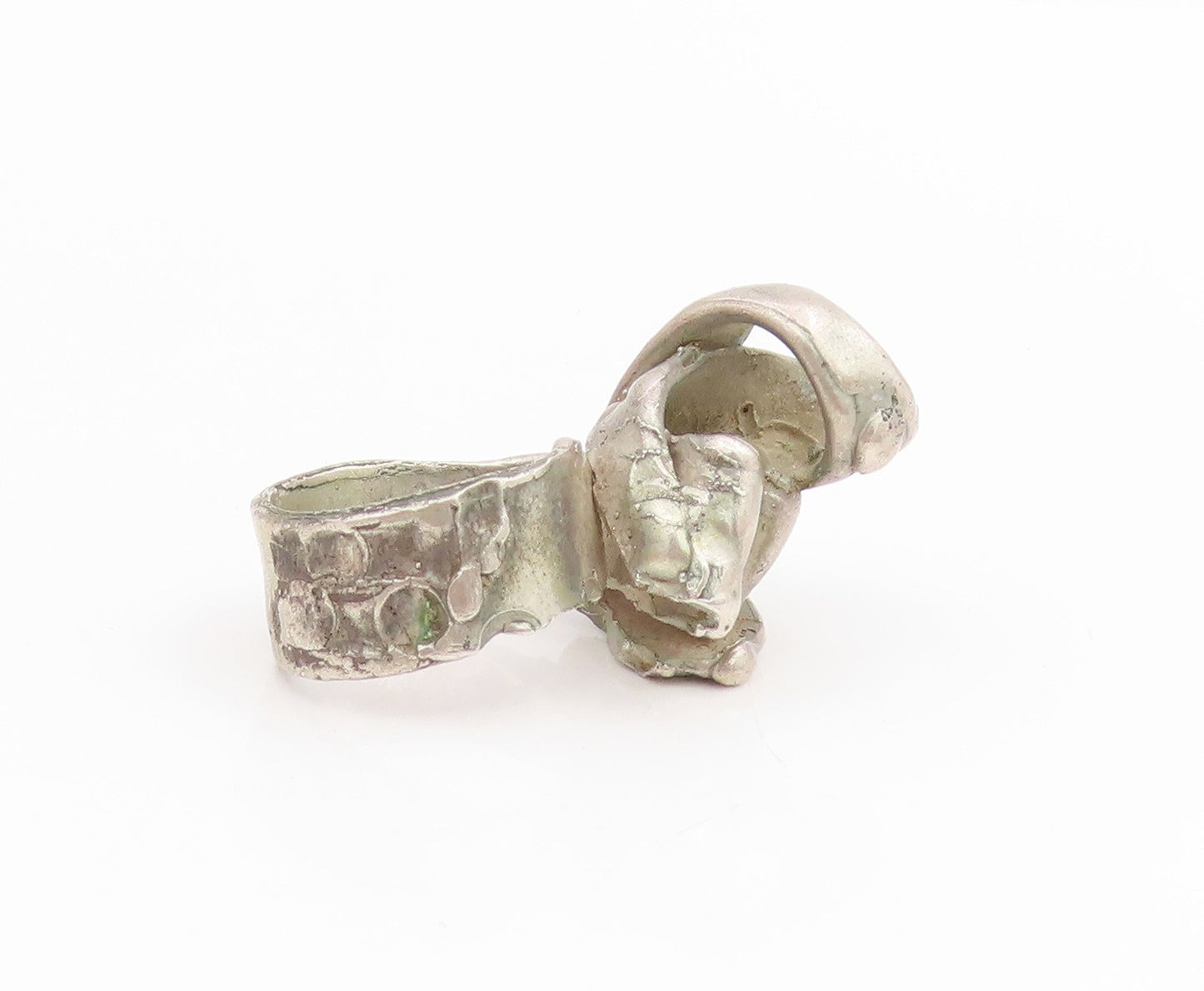 925 Sterling Silver Vintage Ring Solid Brutalist Design Band  Sz 6  RG34396