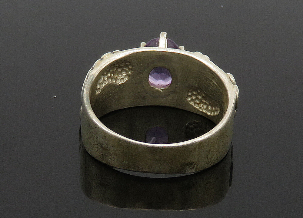 CAROLYN POLLACK 925 Silver  Vintage Amethyst Floral Band Ring Sz 9  RG21089