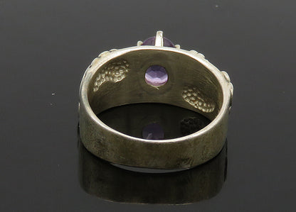 CAROLYN POLLACK 925 Silver  Vintage Amethyst Floral Band Ring Sz 9  RG21089