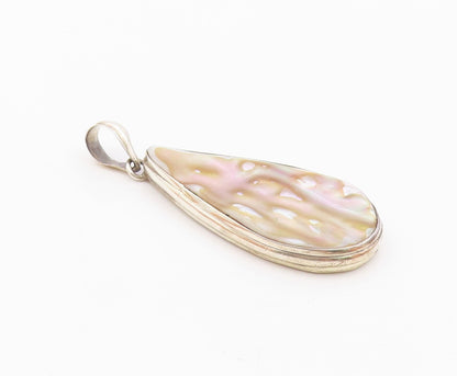 925 Sterling Silver  Vintage Mother Of Pearl Tear Drop Pendant  PT12143