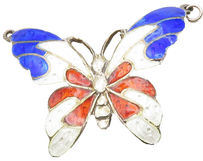 SIAM 925 Sterling Silver  Vintage Enamel Coated Butterfly Pendant  PT10444
