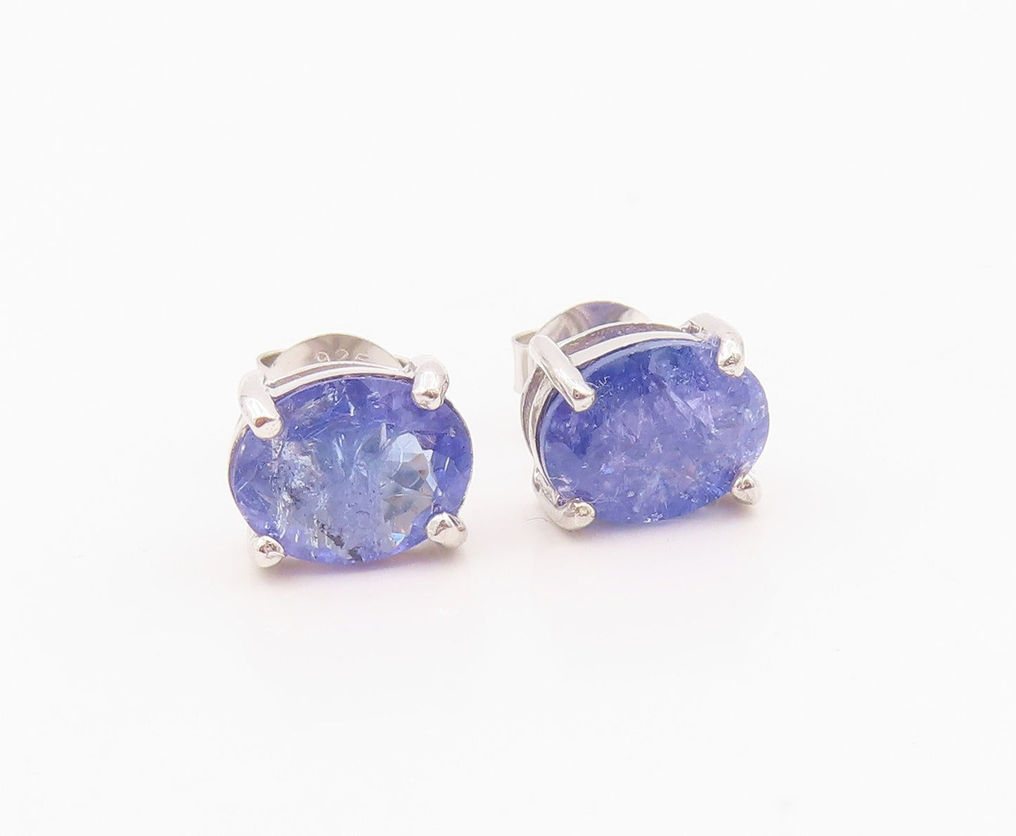 925 Sterling Silver Vintage Earrings Elegant Oval Cut Tanzanite Stud  EG14361