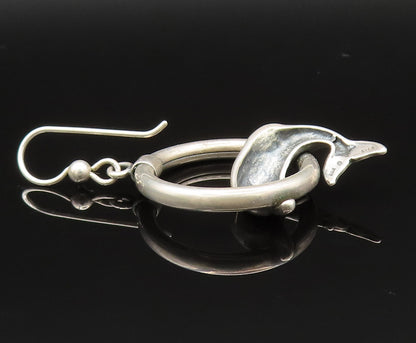 KABANA 925 Silver  Vintage Dolphin Jumping Circle Dangle Earrings  EG11898
