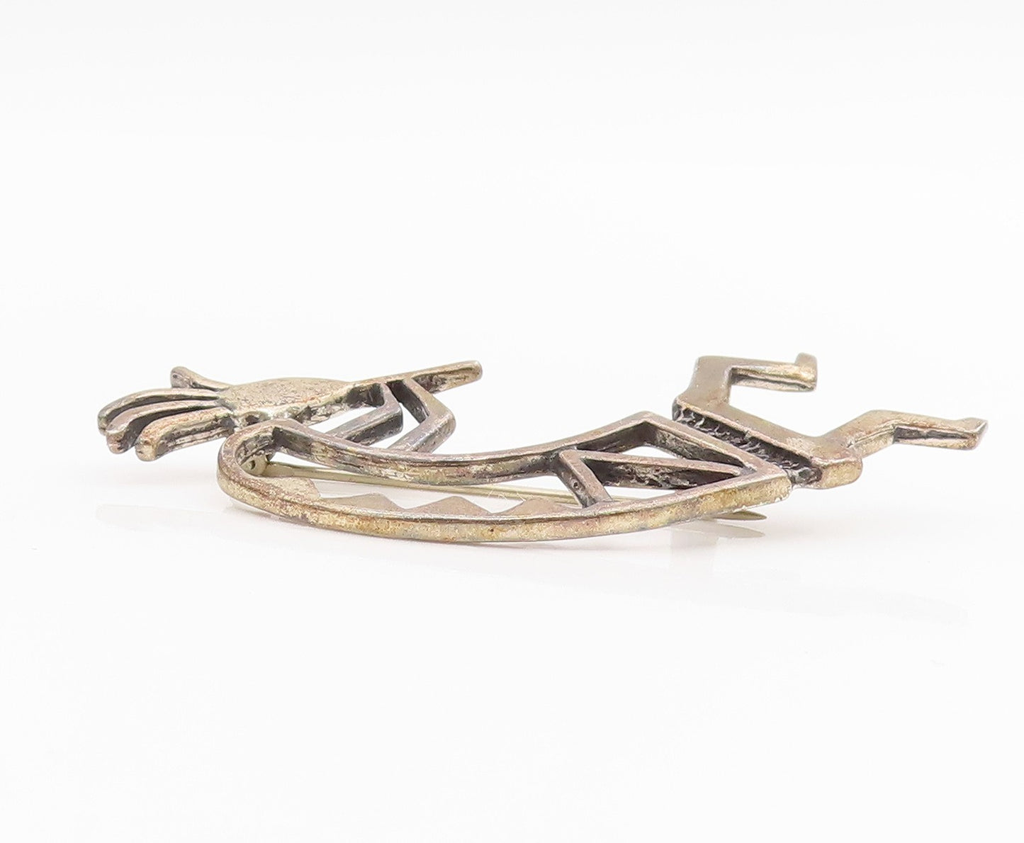 925 Sterling Silver Vintage Brooch Pin SOUTHWESTRN Flute Player Outline  BP12175
