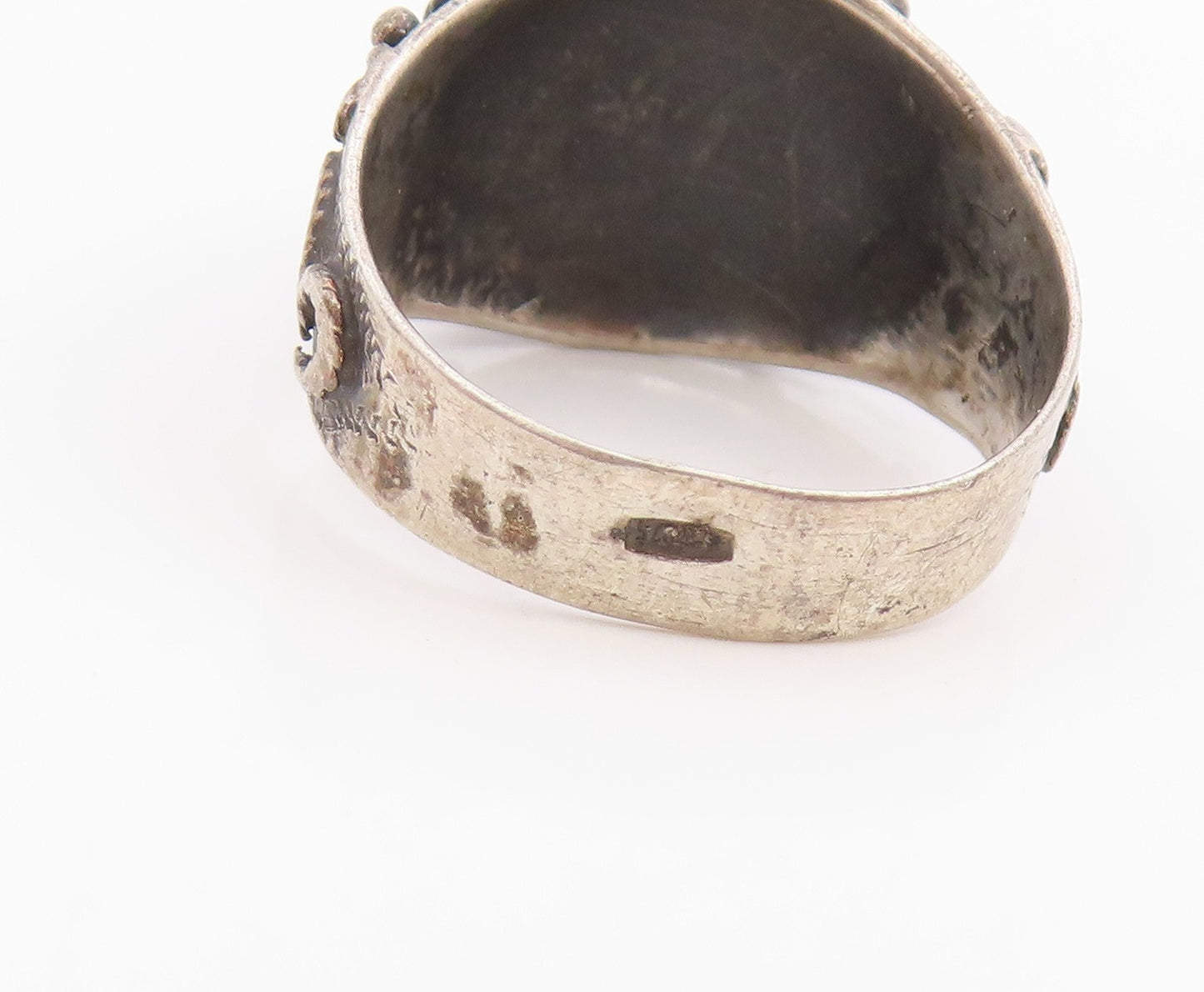 925 Sterling Silver Vintage Ring Cabochon Onyx Statement Band  Sz 7.5  RG34463