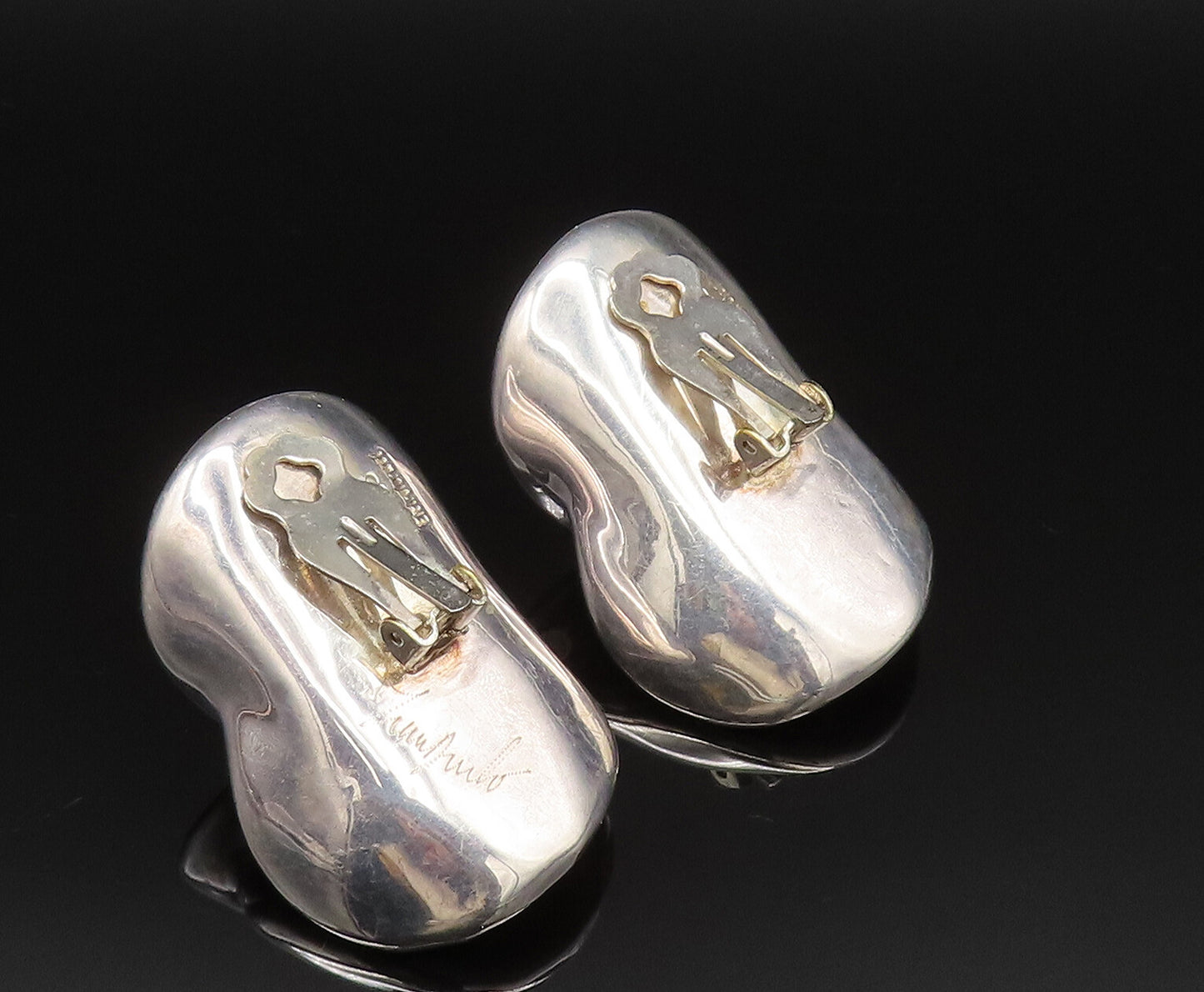 FREDERIC J. DUCLOS 925 Silver  Vintage Modernist Non Pierced Earrings EG11897