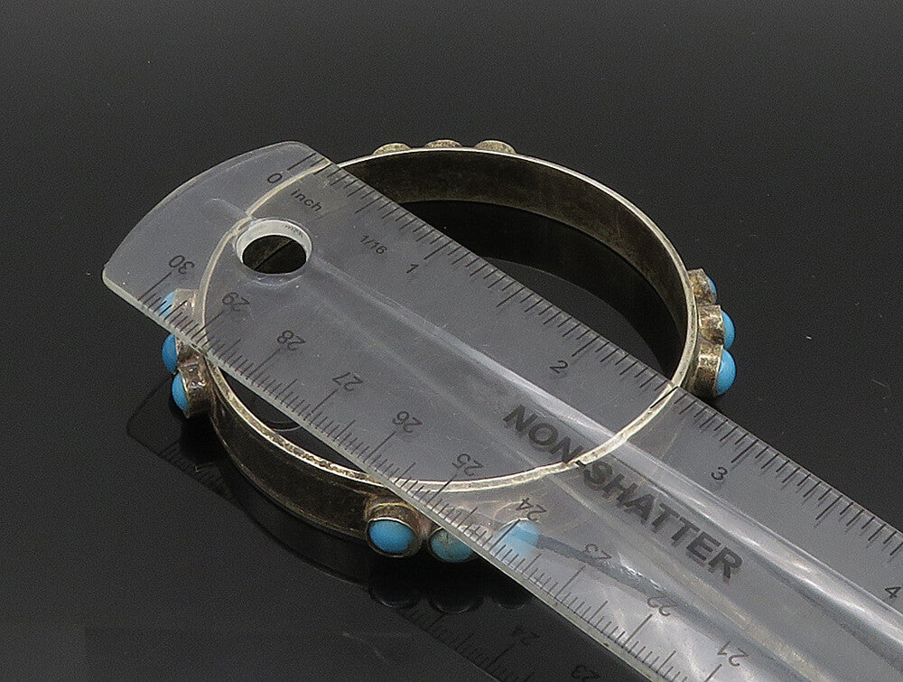 EUROPEAN 925 Silver  Vintage Triple Turquoise Pattern Bangle Bracelet  BT9395