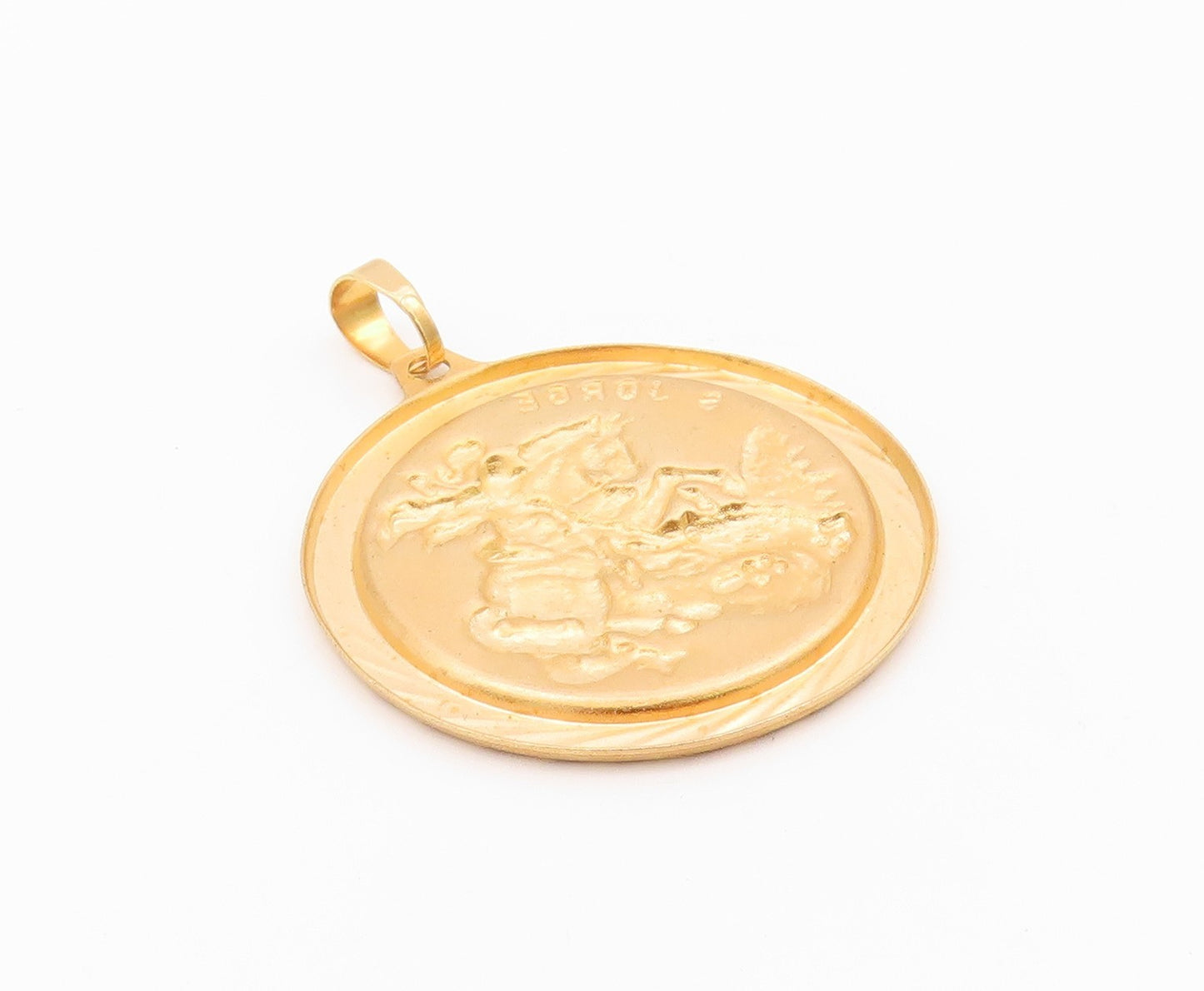 925 Sterling Silver Vintage Pendant Gold Plated Saint George On Horse  PT24294