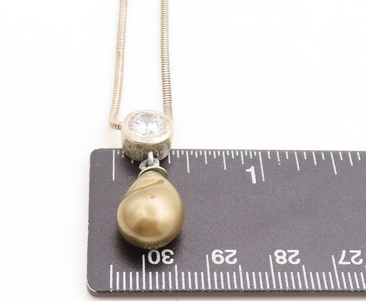 CAROLEE 925 Silver Vintage Round Cubic Zirconia Snake Chain Necklace  NE1905