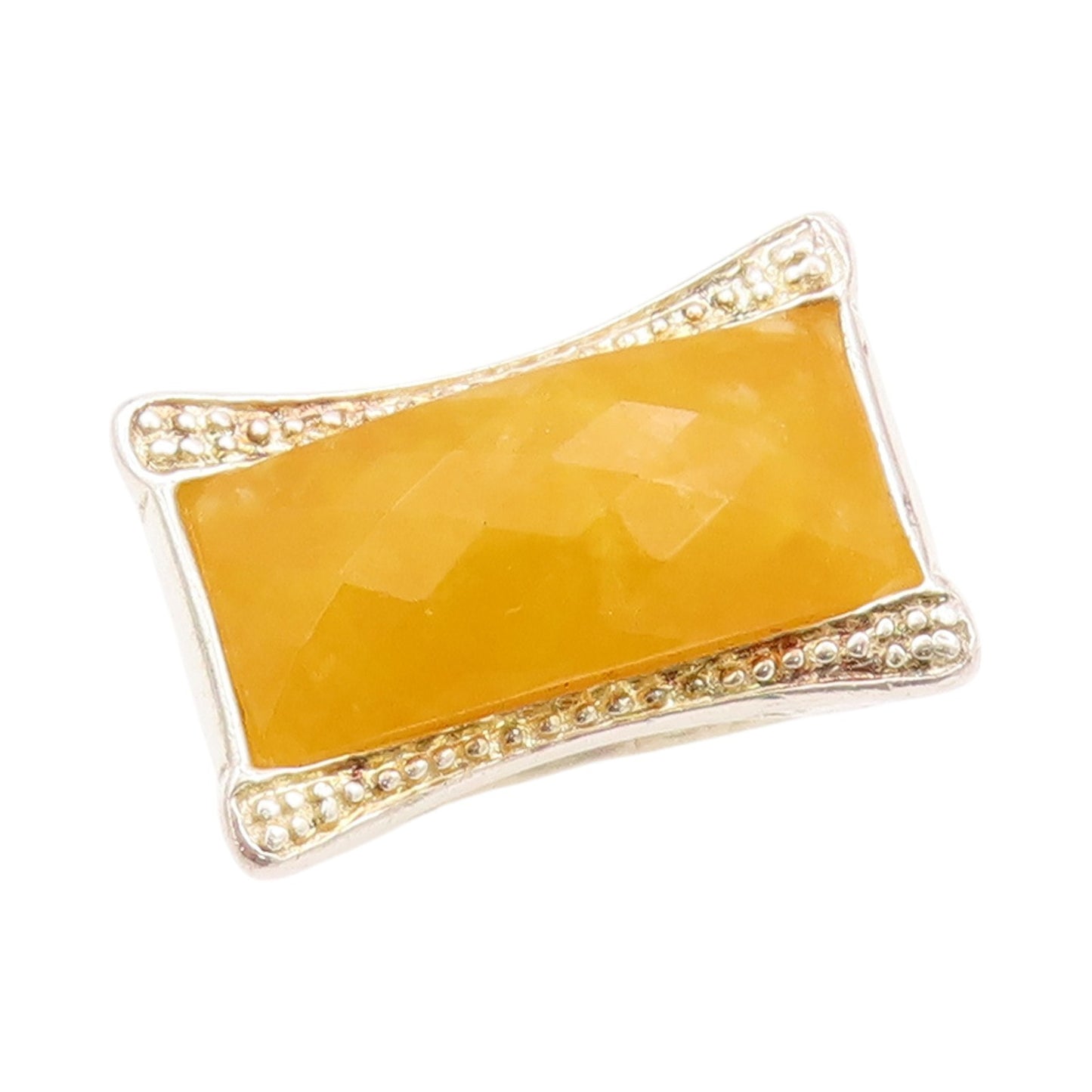 925 Sterling Silver Vintage Ring Modernist Rectangle Gemstone  Sz 7.5  RG32343