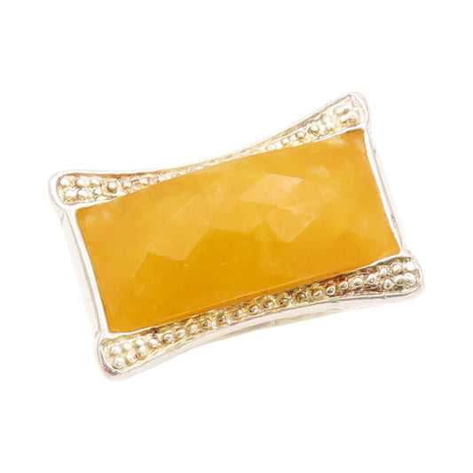 925 Sterling Silver Vintage Ring Modernist Rectangle Gemstone  Sz 7.5  RG32343