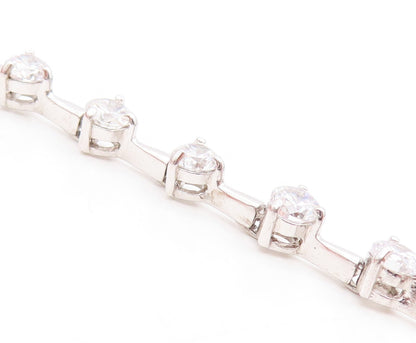 925 Sterling Silver Vintage Bracelet Minimalist Round CZ Band  BT11011