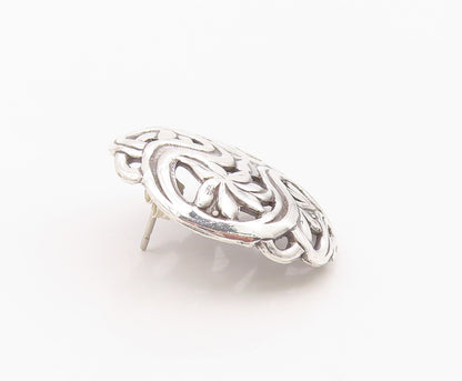 925 Sterling Silver Vintage Earrings Classic Lotus Flower Openwork Stud  EG14399