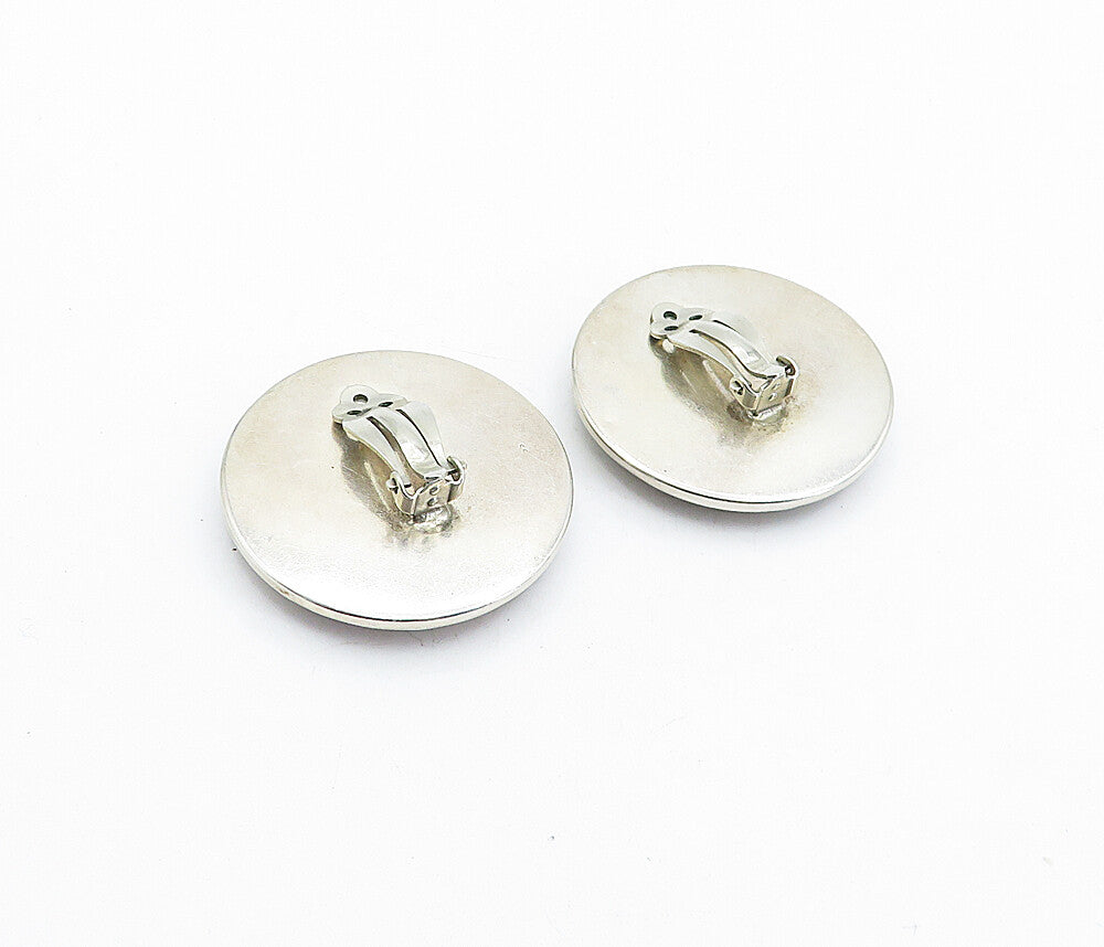 925 Sterling Silver  Vintage Unakite Round Non Pierce Drop Earrings  EG2454