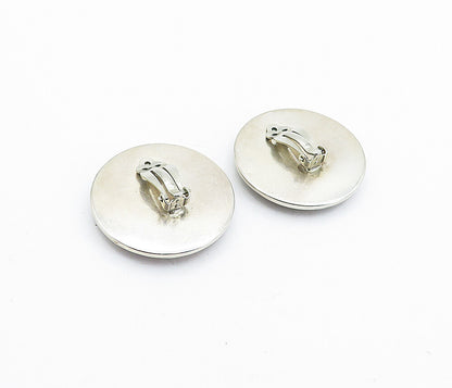 925 Sterling Silver  Vintage Unakite Round Non Pierce Drop Earrings  EG2454