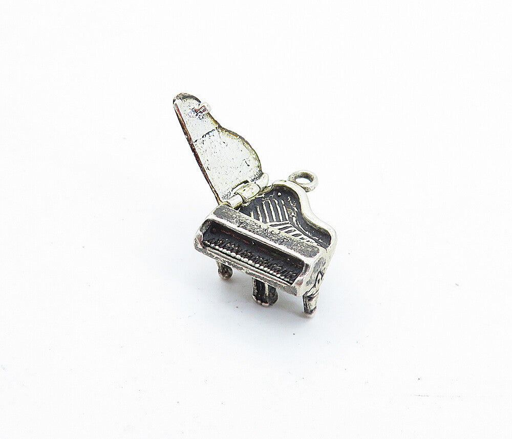925 Sterling Silver  Vintage Dark Tone Grand Piano Pendant (OPENS)  PT3834