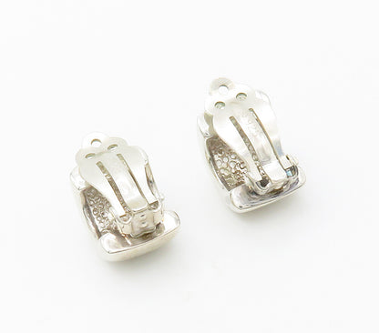 925 Sterling Silver  Vintage Shiny Smooth Curved Non Pierce Earrings  EG8538