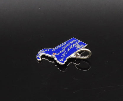 925 Sterling Silver Vintage Enamel Massachusetts State Souvenir Pendant PT21631