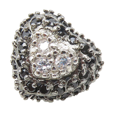 925 Sterling Silver  Cubic Zirconia & Hematite Love Heart Pendant  PT14612