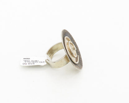 925 Sterling Silver  Vintage Shiny Etched Spiral Statement Ring Sz 8  RG19727