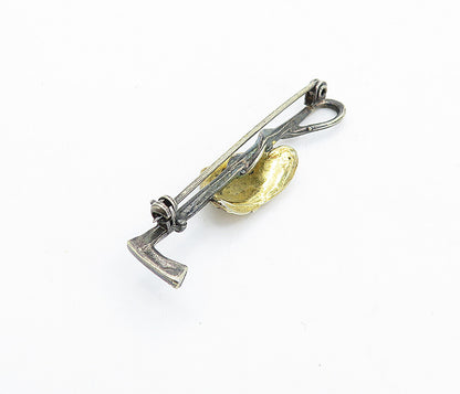 925 Sterling Silver  Vintage Horse Jockey Hat & Whip 2 Tone Brooch Pin  BP2536