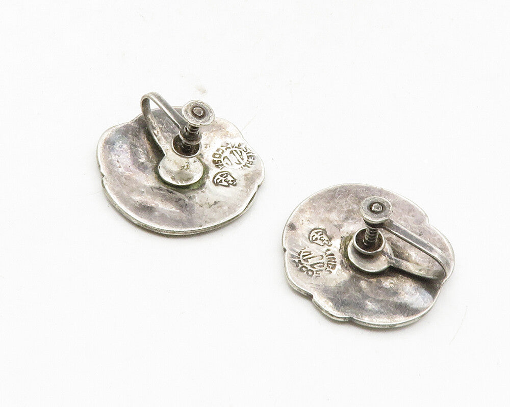 MEXICO 925 Sterling Silver  Vintage Abalone Shell Non Pierce Earrings  EG5071